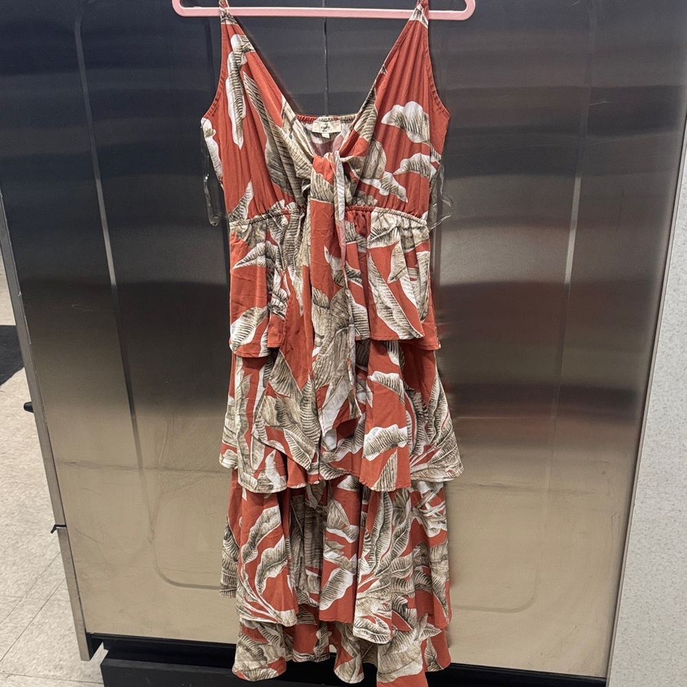 Entro Orange and Cream High Low Dress